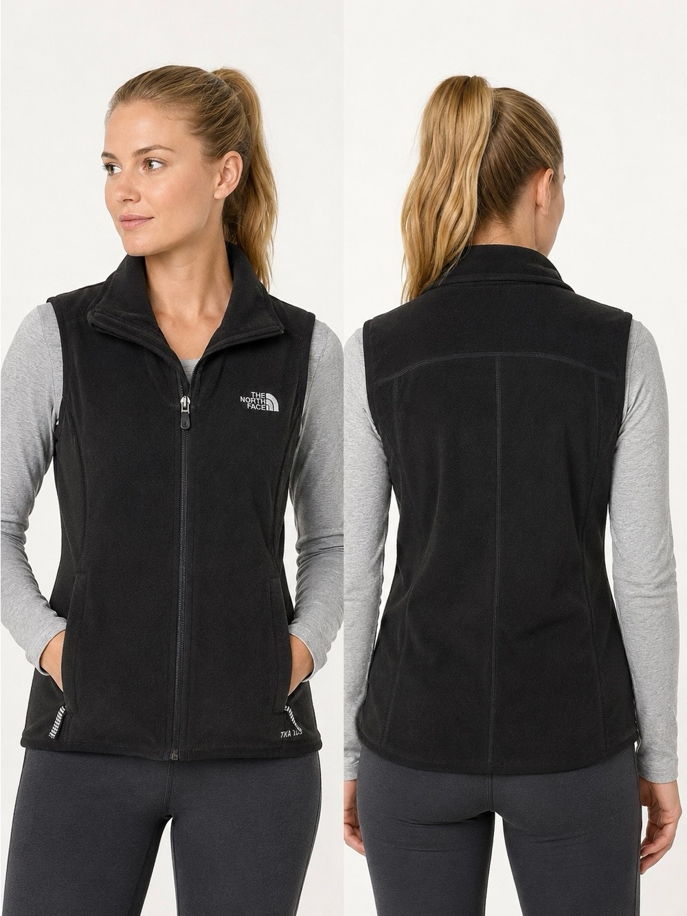 The North Face TKA 100 Black Fleece Full Zip Vest Women’s Small